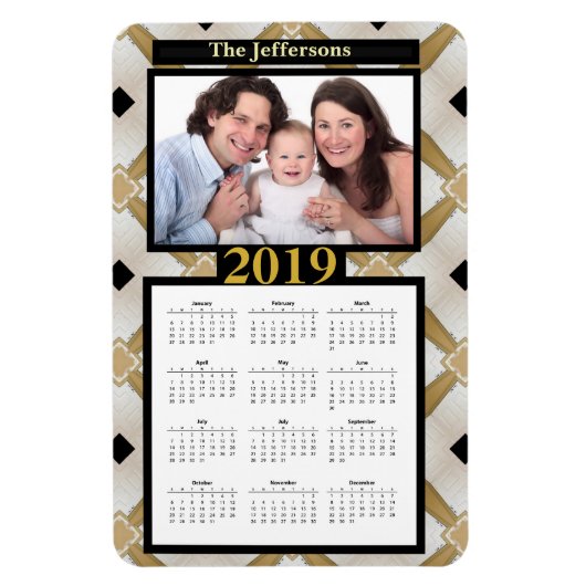 Goud Zwart Modern Patroon Foto 2019 Kalender Magneet (Verticaal)