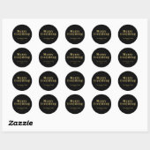 Goud & Zwart Modern Prettig Alles Kerstmis Ronde Sticker (Vel)