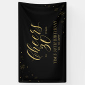 Goud & Zwart Modern Proost 30e Verjaardagsfeest Spandoek (Verticaal)