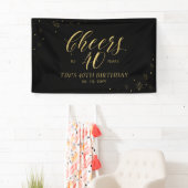 Goud & Zwart Modern Proost 40e Verjaardagsfeest Spandoek (Insitu)