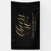 Goud & Zwart Modern Proost 40e Verjaardagsfeest Spandoek (Verticaal)