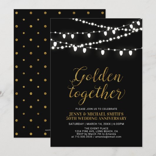 Goud & Zwart | Moderne 50ste huwelijksverjaardag Kaart (Voorkant / Achterkant)