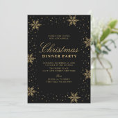 Goud & Zwart | Moderne Chic Kerst Dinner Party Kaart (Staand voorkant)