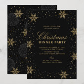 Goud & Zwart | Moderne Chic Kerst Dinner Party Kaart (Voorkant / Achterkant)