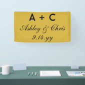 Goud Zwart Moderne Gepersonaliseerde Trouwreceptie Spandoek (Beurs)