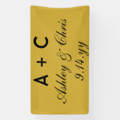 Goud Zwart Moderne Gepersonaliseerde Trouwreceptie Spandoek (Verticaal)