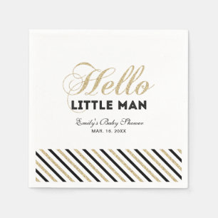 Goud & Zwart   Moderne Jongens Baby Shower Papiere Servet
