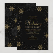 Goud & Zwart | Moderne Kerst Dinner Party Kaart (Voorkant / Achterkant)