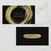 Goud & Zwart Moderne verfborstel Glam Chique Elega Visitekaartje (Voorkant / Achterkant)