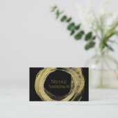 Goud & Zwart Moderne verfborstel Glam Chique Elega Visitekaartje (Staand voorkant)