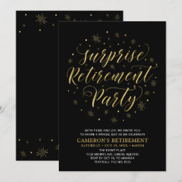 Goud & Zwart | Moderne Verrassings-Pensioenfeest Kaart
