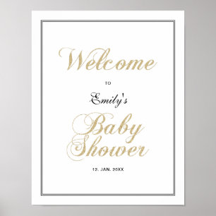 Goud & Zwart   Moderne Welkom Bord Baby Shower Jon Poster