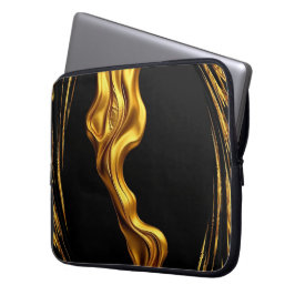 Goud Zwart Monochroom Christian Achempong Wervelin Laptop Sleeve