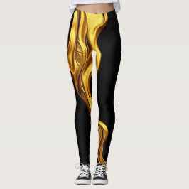 Goud Zwart Monochroom: Weelderige Werveling Achemp Leggings