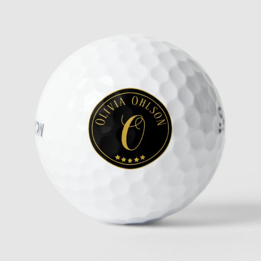 Goud Zwart Monogram aangepaste naam Srixon Golfballen (Voorkant)