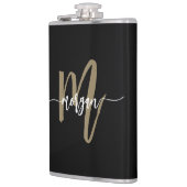 Goud Zwart Monogram Elegant Modern Heupfles (Links)