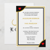 Goud Zwart Monogram Geometrische Bruiloft Rode Har Kaart (Voorkant / Achterkant)