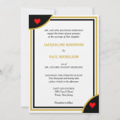 Goud Zwart Monogram Geometrische Bruiloft Rode Har Kaart (Voorkant)