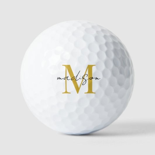 Goud Zwart Monogram Golfballen (Voorkant)