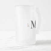 Goud & zwart Monogram Huwelijk Matglas Bierpul (Voorkant rechts)