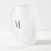 Goud & zwart Monogram Huwelijk Matglas Bierpul (Voorkant links)