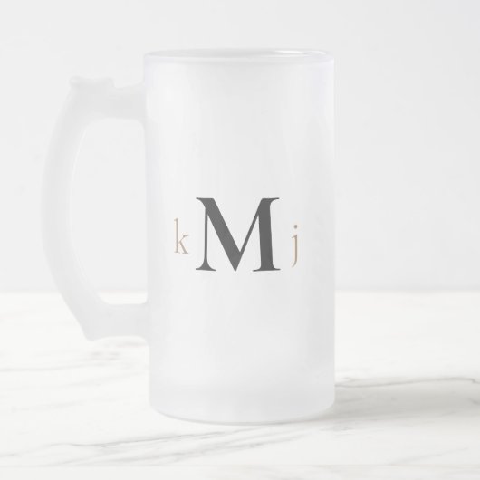 Goud & zwart Monogram Huwelijk Matglas Bierpul (Links)