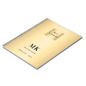Goud zwart monogram initiaal bedrijf notitieboek (Linkerzijde)