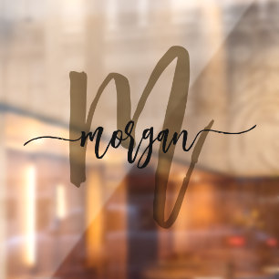 Goud Zwart Monogram Naam Bedrijf Raamsticker