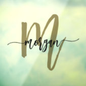 Goud Zwart Monogram Naam Bedrijf Zakelijk Raamsticker (Vel 3)