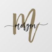 Goud Zwart Monogram Naam Bedrijf Zakelijk Raamsticker (Vel)