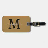 Goud Zwart Monogram Script Naam Alleen Telefoon Bagagelabel (Voorkant horizontaal)