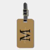 Goud Zwart Monogram Script Naam Alleen Telefoon Bagagelabel (Voorkant verticaal)