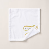 Goud Zwart Monogram Wit Bad Handdoek (Wasdoekje)