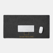 Goud Zwart Monogram Zwart Faux Leer Bureaumat (Keyboard & Muis)