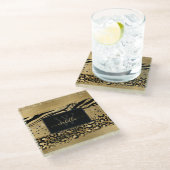 Goud Zwart Monogrammed Glazen Onderzetter (Schuin)