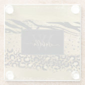 Goud Zwart Monogrammed Glazen Onderzetter (Achterkant)