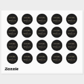 Goud & Zwart Mooie Elegante Bruiloft Ronde Sticker (Vel)