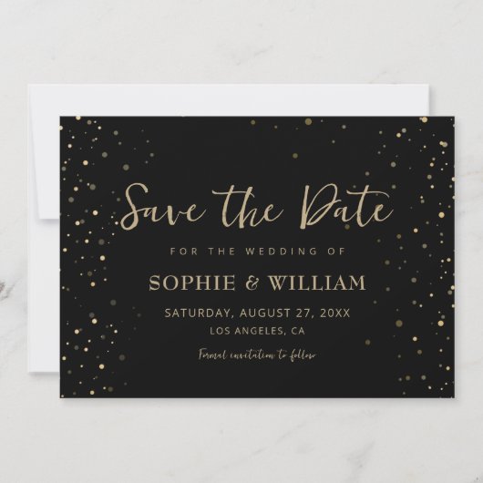 Goud & Zwart Mooie Elegante Bruiloft Save The Date (Voorkant)