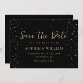 Goud & Zwart Mooie Elegante Bruiloft Save The Date (Voorkant / Achterkant)
