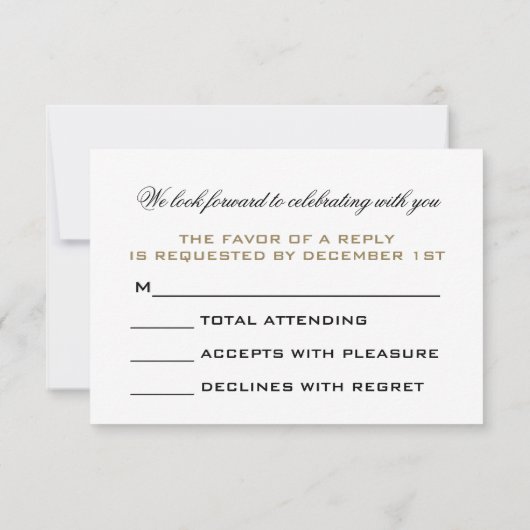 Goud/Zwart New Years Eve Masquerade Ball RSVP (Achterkant)