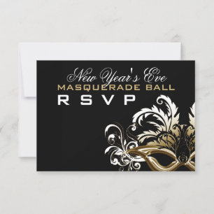Goud/Zwart New Years Eve Masquerade Ball RSVP