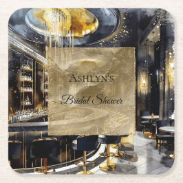 Goud zwart Night Club Feest Bruids Bruiloft  Kartonnen Onderzetters