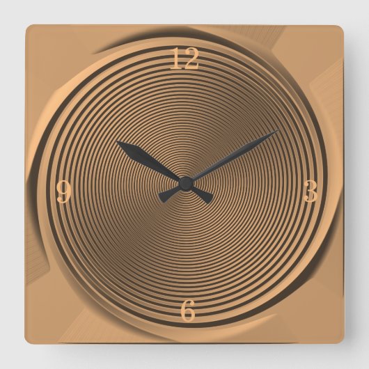 Goud/zwart ontwerp >wandklok vierkante klok (Voorkant)