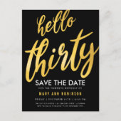 Goud Zwart Opslaan Datum Dertig Verjaardag Party Briefkaart (Voorkant)