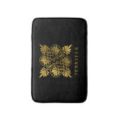 Goud Zwart Oud Grieks Meander Monogram Badmat (Voorkant Verticaal)