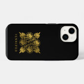 Goud Zwart Oud-Grieks Meander Monogram iPhone Hoesje (Achterkant horizontaal)
