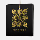 Goud Zwart Oud Grieks Meander Monogram Keramisch Ornament (Links)