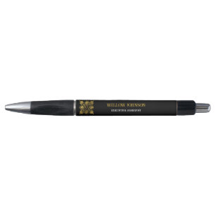 Goud Zwart Oud Grieks Meander Monogram Pen