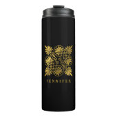 Goud Zwart Oud Grieks Meander Monogram Thermosbeker (Voorkant)