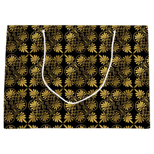 Goud Zwart Oud Grieks Meander Patroon Groot Cadeauzakje (Voorkant)